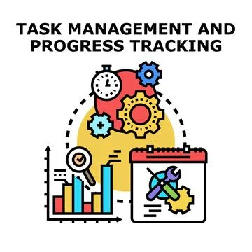 Task management and progress tracking concept illustration Stock Illustration