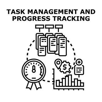 Task management and tracking system monitoring business progress Stock Illustration