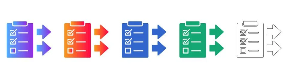 Task Management and Workflow Checklist Icon Set Stock Illustration