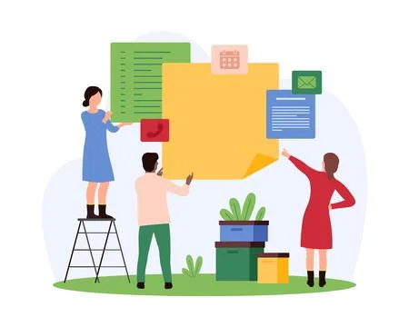 Task management on board, to do list and notes to remind information to tiny Stock Illustration