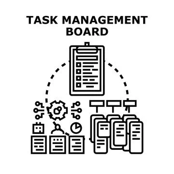 Task management board organizing project planning process Ilustración de archivo