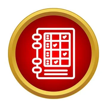 Task management checklist planner icon red button Stock Illustration