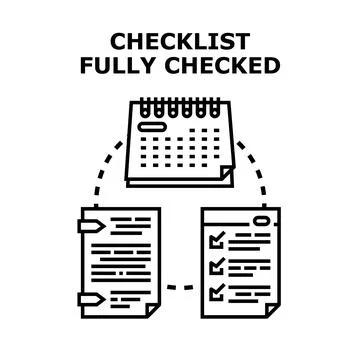 Task management checklist successfully completing projects on schedule Stock Illustration