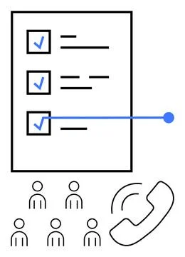 Task Management Checklist with Team Collaboration and Communication Elements Illustrazione stock