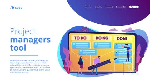 Task management concept landing page. Stock Illustration