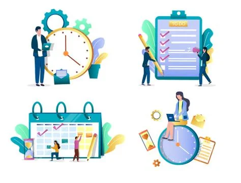 Task management concept vector isolated illustration set イラスト素材