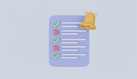 Task management to do list with check mark and reminder bell notification Stock Illustration