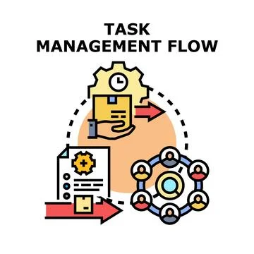 Task management flow process for business organizing Stock Illustration
