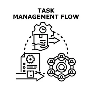 Task management flow process for business organizing Stock Illustration