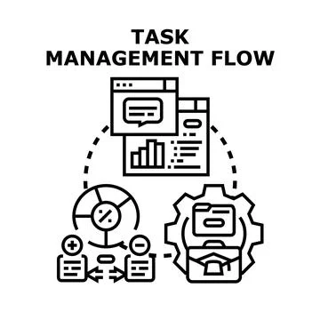 Task management flow process system optimizing business workflow Stock Illustration