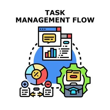 Task management flow process system optimizing business workflow Stock Illustration