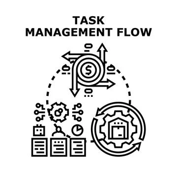 Task management flow project progress optimization concept Stock Illustration