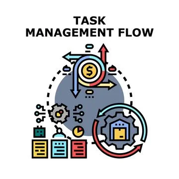 Task management flow project progress optimization concept Stock Illustration