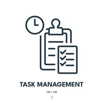 Task Management Icon. Schedule, Checklist, Plan. Editable Stroke. Simple Ve.. Stock Illustration