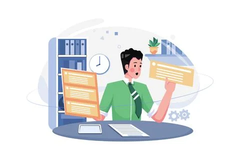 Task Management Illustration concept. A flat illustration isolated on white.. Stock Illustration