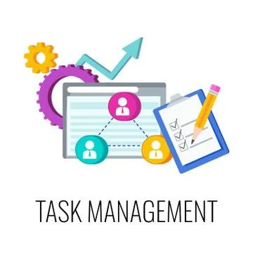 Task management Infographics Pictogram. Flat vector illustration. Stock Illustration
