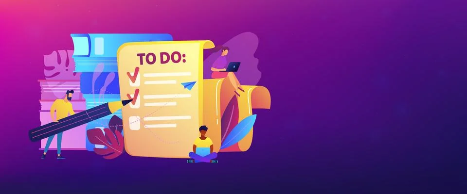 Task management it header or footer banner Illustrazione stock