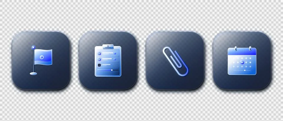 Task Management Kanban Workflow Icons Set with Glassmorphic 3D. Stock Illustration