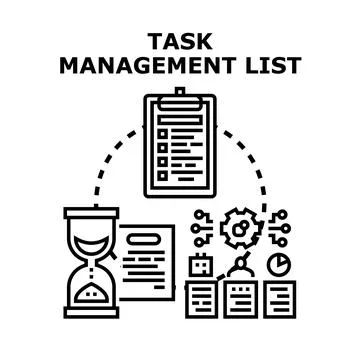 Task management list planning business workflow process Stock Illustration