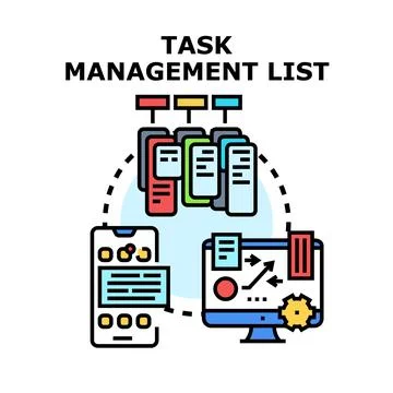 Task management list system optimizing workflow organization Stockillustratie