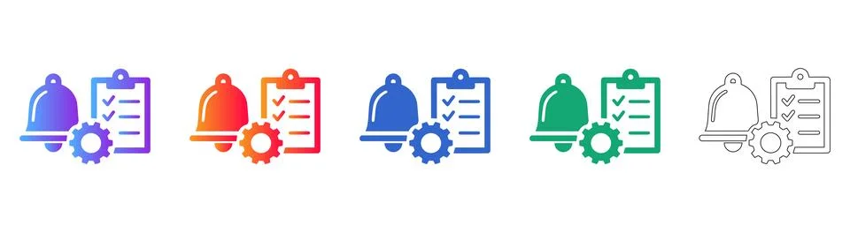 Task Management Notification Icons Set Stock Illustration