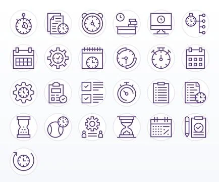 Task Management Premium Vector Bundle with 25 256x256 Pixel Aligned Regular.. Illustrazione stock