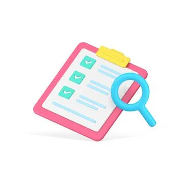 Task management time planning to do list checklist control searching 3d ico.. Stock Illustration