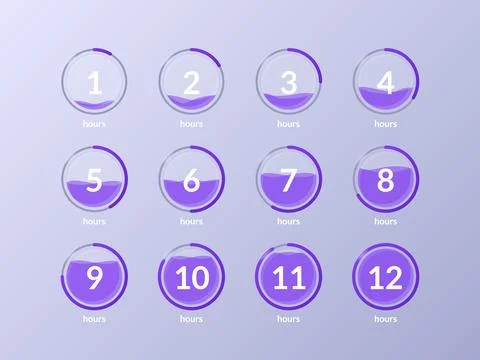Task management tool circular countdown timer set Stockillustratie