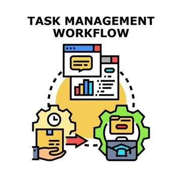 Task management workflow concept illustrating efficient project process Stock Illustration