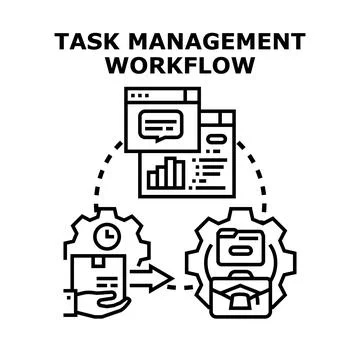 Task management workflow concept illustrating efficient project process Stock Illustration