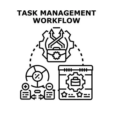 Task management workflow process for business organization Stock Illustration