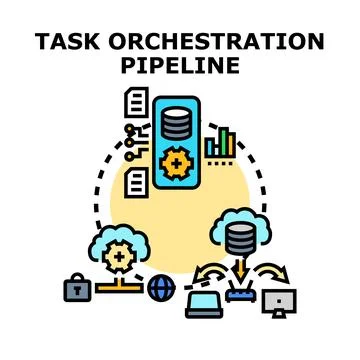 Task orchestration pipeline designing business process automation Stockillustratie
