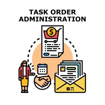 Task order administration process management concept Stock Illustration