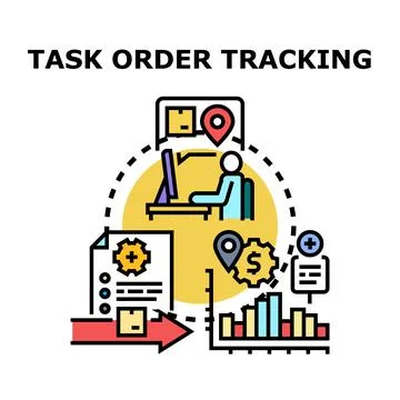 Task order tracking system developing concept Illustrazione stock