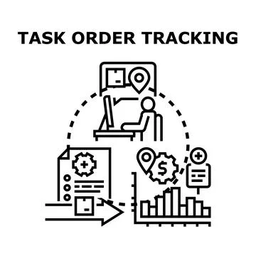 Task order tracking system developing concept Stock Illustration