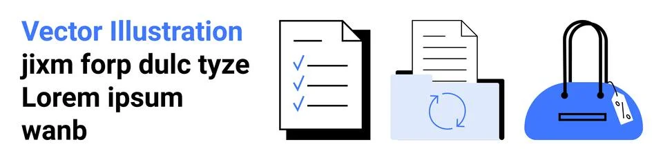 Task organization, filing system, completeness checking, retail inventory, wo Stock Illustration