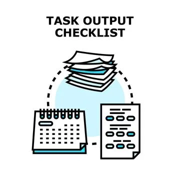 Task output checklist completing project management plan Stock Illustration
