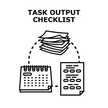Task output checklist completing project management plan Stock Illustration