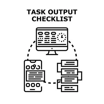 Task output checklist completing work progress Stock Illustration