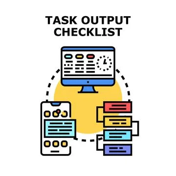 Task output checklist completing work progress Stock Illustration