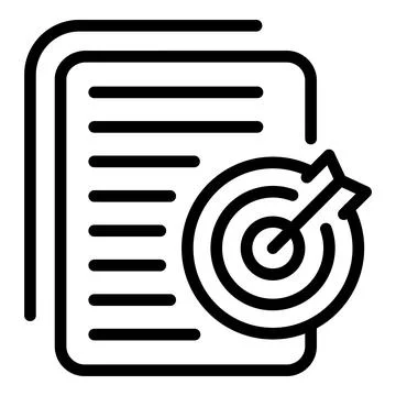 Task paper target icon outline vector. Goal career Illustrazione stock