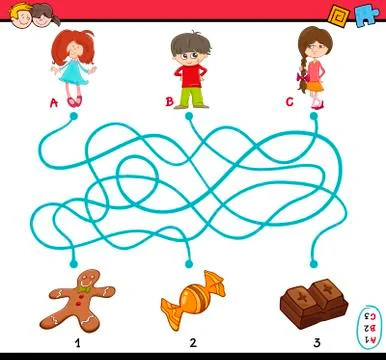 Task of path maze for children Illustrazione stock