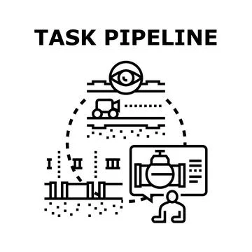 Task pipeline developing process workflow diagram 스톡 일러스트