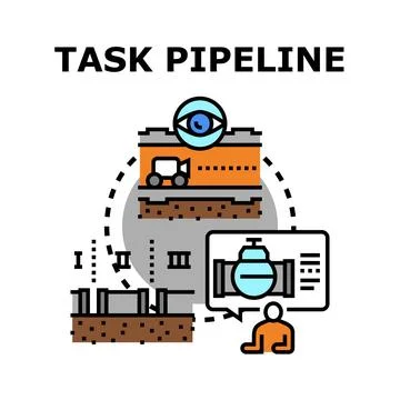 Task pipeline developing process workflow diagram 库存插图