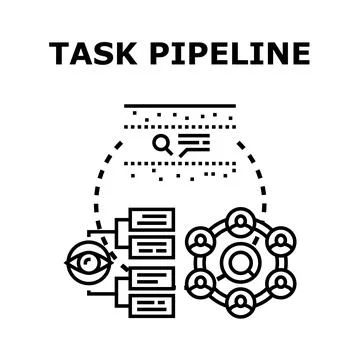 Task pipeline managing workflow and project development Stock Illustration