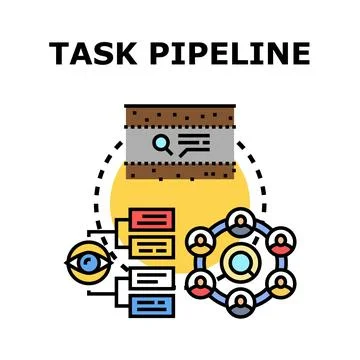 Task pipeline managing workflow and project development Stock Illustration
