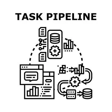 Task pipeline processing data workflow automation concept Stock Illustration