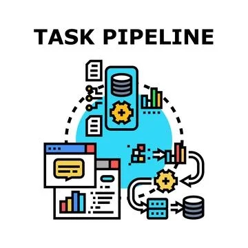 Task pipeline processing data workflow automation concept Stock-Illustration