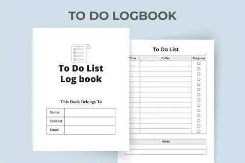 Task planner notebook. Tasklist line art vector. To do task log book. KDP int Illustrazione stock