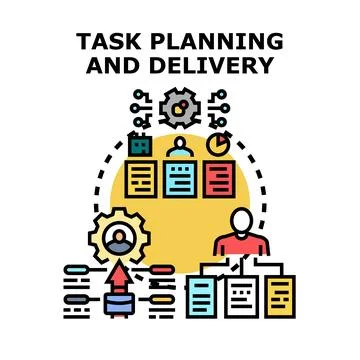 Task planning and delivery process management concept Stock Illustration